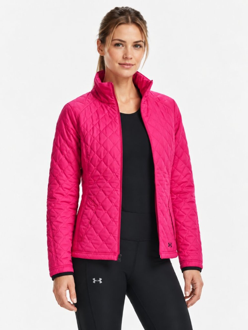 Under Armour ColdGear Pink Quilted Full Zip Jacket Size Medium